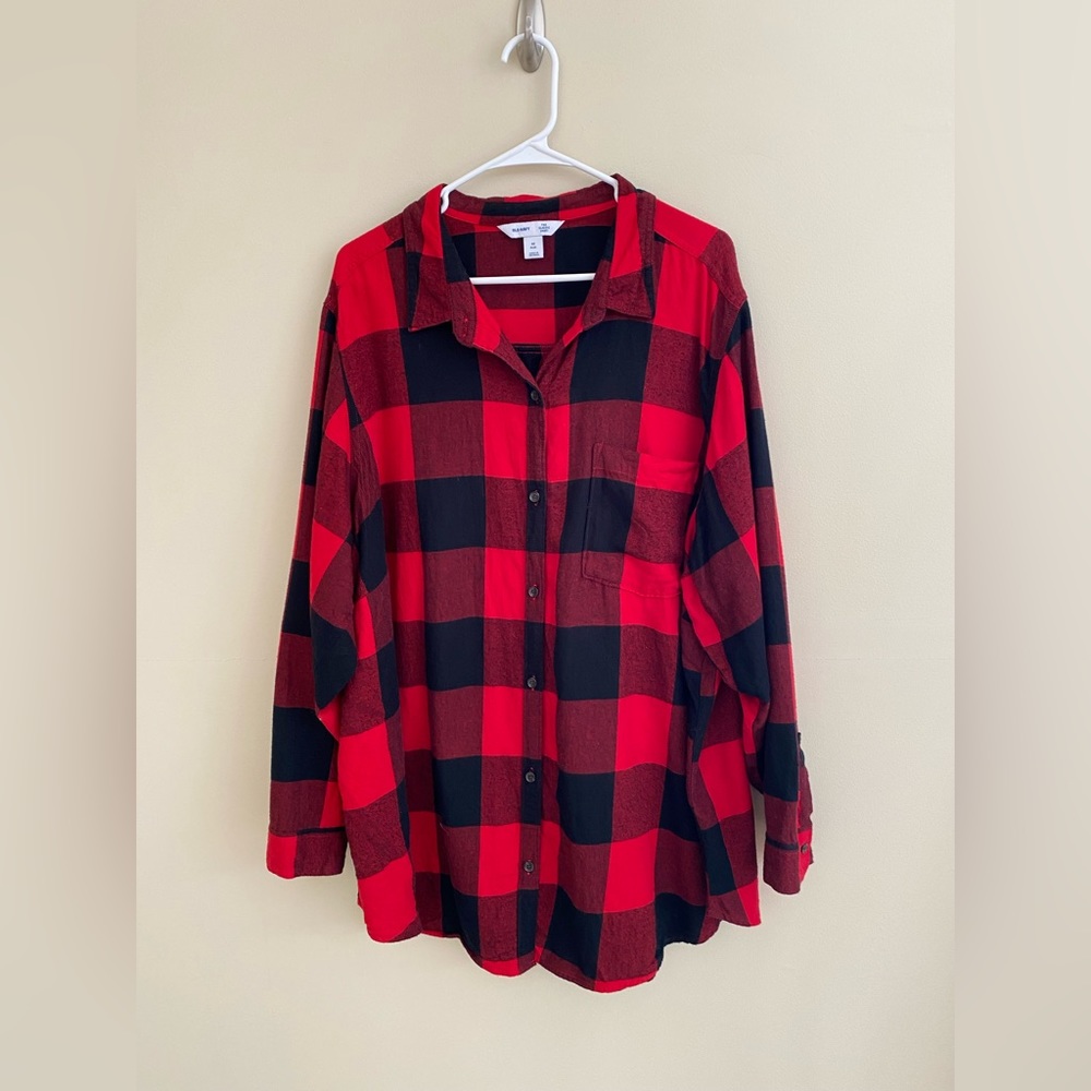 EUC Old Navy Long Sleeve Buffalo Plaid Lightweight Flannel Button Up Top sz 4x